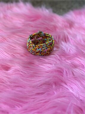 Vintage Colorful Multistrand Seed Bead Bracelet
